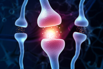 Human nervous system, Brain Activity and neurotransmitters. 3d illustration