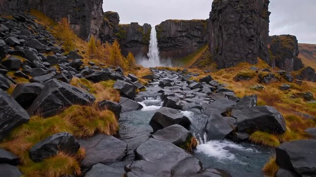 walking route leading to cascading water feature located within national geological park