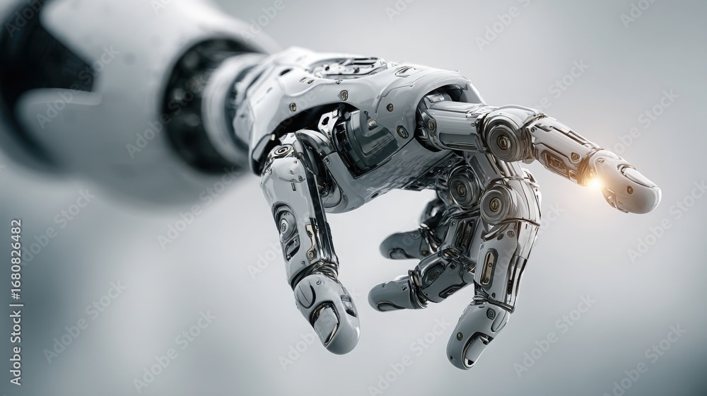 Aufkleber advanced robotic hand displaying precision and control in a vision of future human-technology intera
