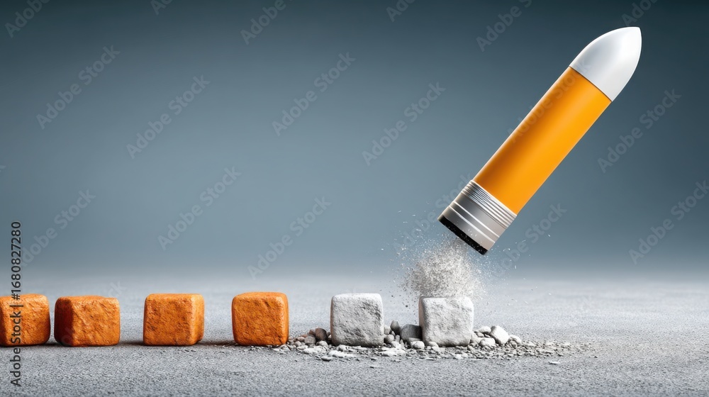 Poster a pencil and a block of salt symbolizing the creative process and scalability in innovative system l