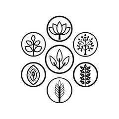 Botanical Outline Icons Pack  Tropical Leaf, Flower & Nature Vector