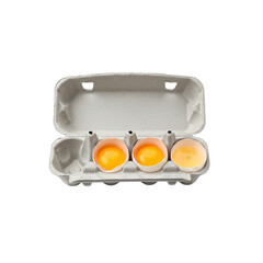 A white egg tray with two eggs inside - Transparent Background