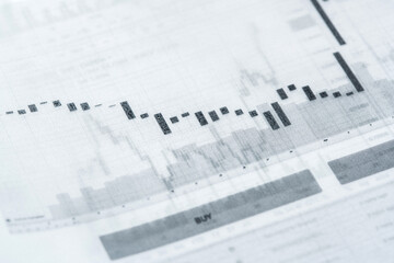 Close-Up of a Stock Market Chart Highlighting Candlestick Patterns and Trends