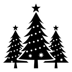 Christmas trees vector clean black silhouette design white background