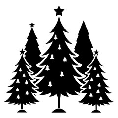 Obraz premium Christmas trees vector clean black silhouette design white background