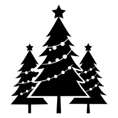 Christmas trees vector clean black silhouette design white background