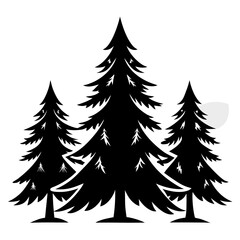 Christmas trees vector clean black silhouette design white background