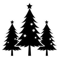 Christmas trees vector clean black silhouette design white background