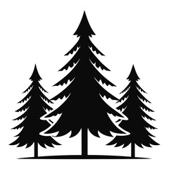 Obraz premium Christmas trees vector clean black silhouette design white background