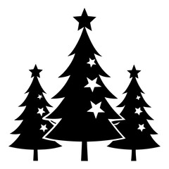 Christmas trees vector clean black silhouette design white background