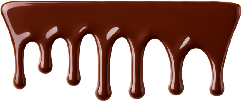 Melting chocolate drip isolated on transparent background