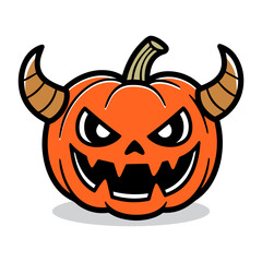 evil jack o lantern pumpkin with horns