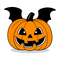 hlloween Jack-o-lantern pumpkin with bat wings
