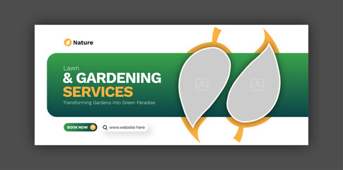 Lawn & gardening service facebook cover web banner design