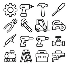 Collection of construction and repair tools and equipment icons.