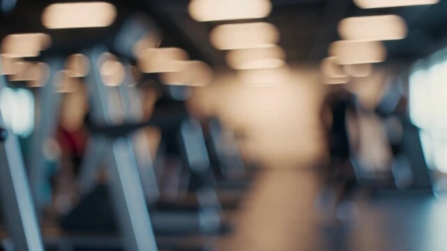 unfocused and blurred depiction of the interior of physical fitness training facility