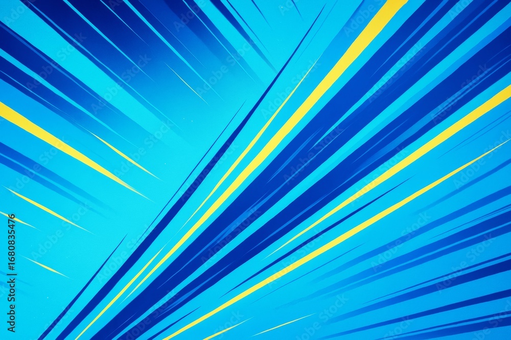 Aufkleber abstract blue and yellow dynamic light streaks on diagonal background, creating high-energy concept 