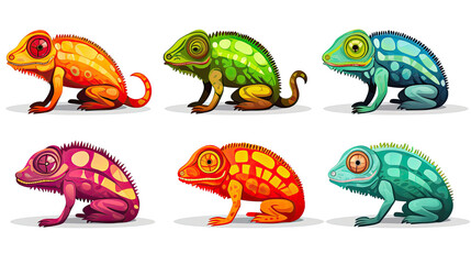 Set of funny cartoon dinosaurs isolated on white background
