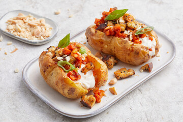 Baked potatoes with carrots