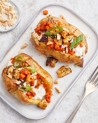 Baked potatoes with carrots