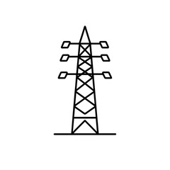 Electric power transmission tower in minimalist line art style  