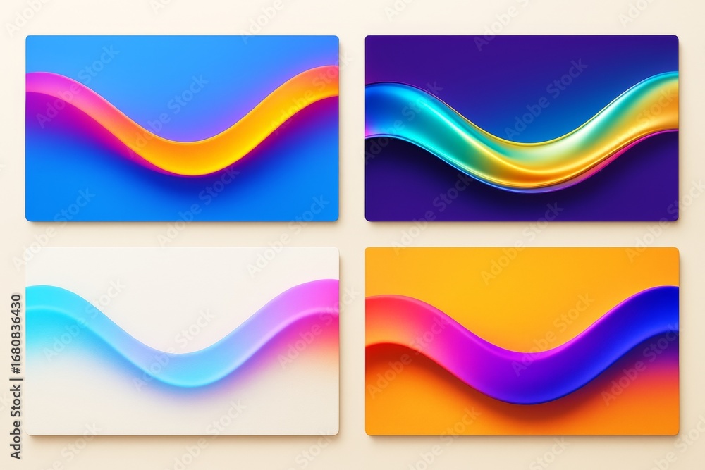 Aufkleber vibrant abstract wave backgrounds with fluid gradient colors on colorful surfaces for modern graphic