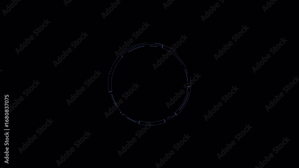 Aufkleber futuristic blue circular hud element with data points on black background