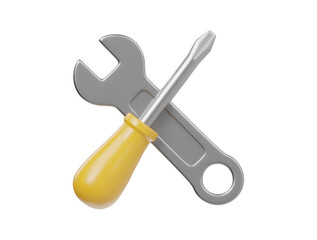 Wrench and screwdriver icon 3d