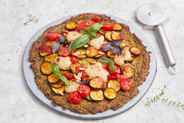 Zucchini pizza with wholegrain base