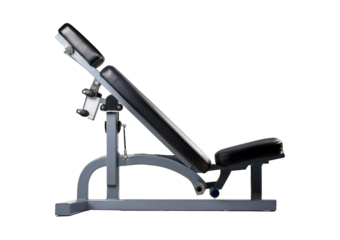 Abdominal gym bench isolated on a transparent or white background