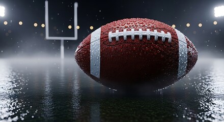 American football in rain