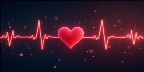 A healthy red heart pulse beats across an EKG monitor, illustrating a steady wave of life