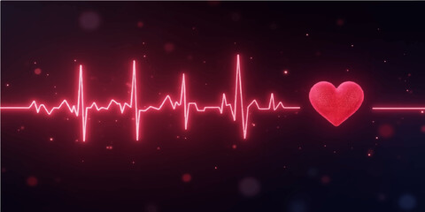 Medical illustration of a heartbeat pulse on an ECG monitor, depicting a wave of life and love