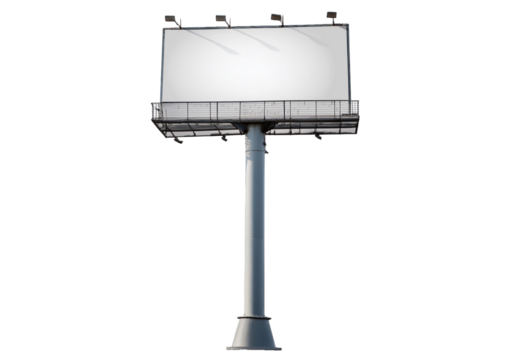 Blank advertising billboard isolated on a transparent or white background, cut out.