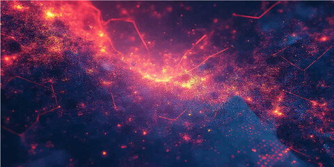 An explosive cosmic display of fiery orange and red starlight bursts across a black night sky