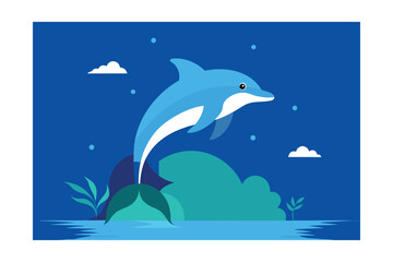 Bionic Dolphin Leaping from Virtual Ocean