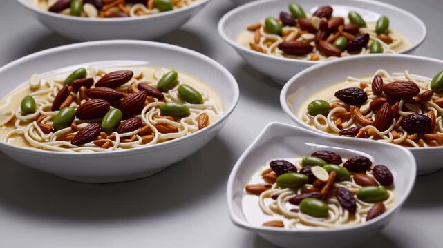 Traditional Indian Sweet Pudding Made with Vermicelli and Garnished with Dried Fruits