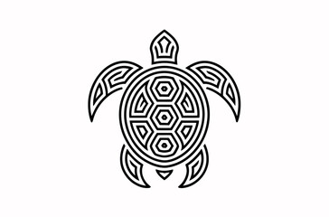 Elegant Black Line Art Turtle Design