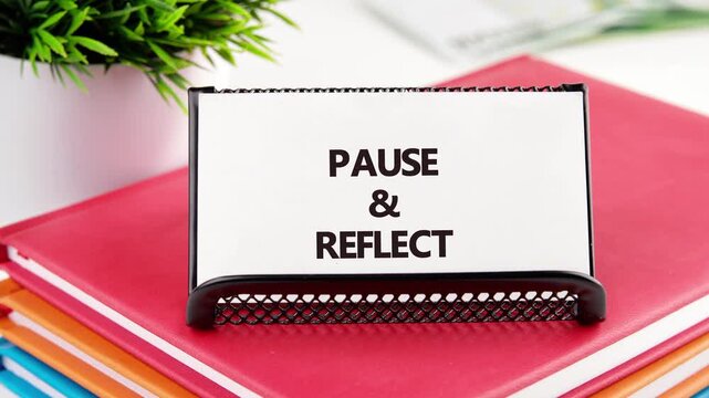 Animation of the PAUSE REFLECT text. Explore motivational business concepts through engaging animation and reflective text aimed at fostering financial mindfulness and growth
