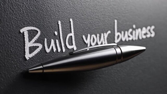 Writing instrument and slate surface displaying the phrase Construct your enterprise the ideology of establishing your personal commercial venture