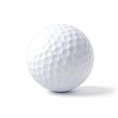 Perfectly Realistic Golf Ball with Detailed Dimples Isolated on Pure White Background, Soft Natural Shadow Underneath, Ultra Clean Professional Product Stock Photography Style, 8K High Resolution Cuto