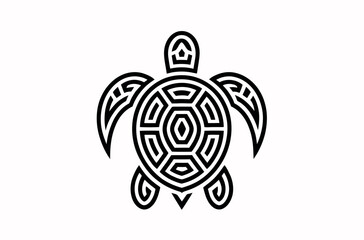 Elegant Black Line Art Turtle Design