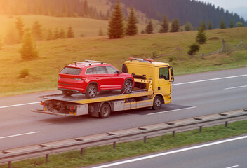 Tow Truck Road Assistance For Cars With Engine Breakdown Malfunctions