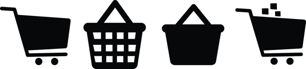 Shopping cart icons set, basket, bag icon symbol, Shopping bag outline icon illustration, Buy on market or supermarket, Web store shopping cart icon,
