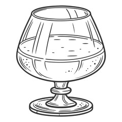 Vector art of elegant cognac glass, a classic symbol of luxury and celebration, perfect for illustrating bar menus, cocktail recipes, and sophisticated events