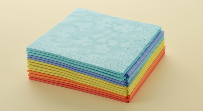 Colorful Stack of Paper Napkins for Festive and Everyday Occasions