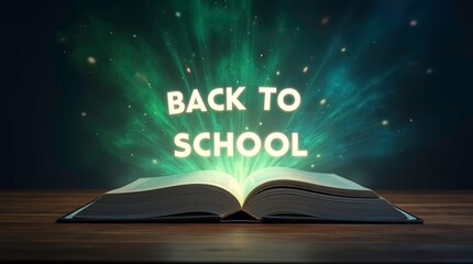 Back to School Concept: Wooden Desk with Open Book: Education Concept, Academic Theme, Minimalist Learning Environment