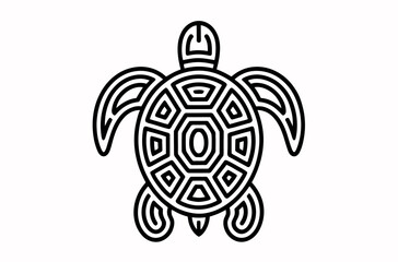 Elegant Black Line Art Turtle Design