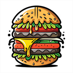 Burger vector, Burger design, Burger concept, Burger post, Burger cartoon, Burger icon, Burger template, Burger art, Burger topics, Burger doodle,