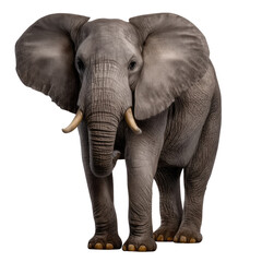 Obraz premium Majestic African Elephant Standing Gracefully Against a White Background in High Resolution Photography